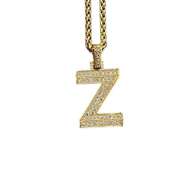 Keystyle Z Initial Zirconium Gold Tone Bling Necklace Adjustable New w Box - Picture 3 of 6